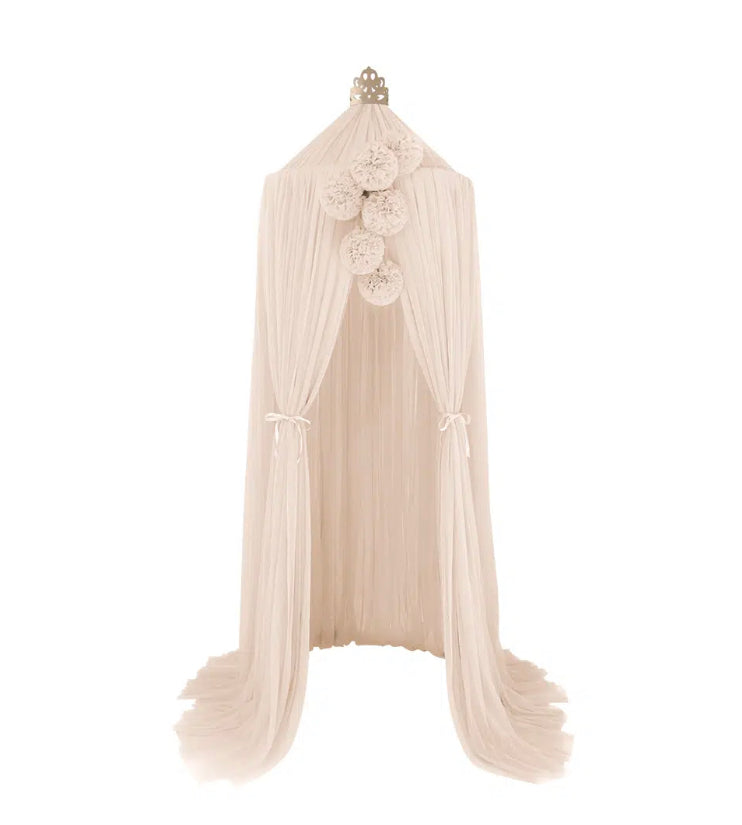 Spinkie Dreamy Canopy 3 pom garlands in Cream with gold crown Zukili Lifestyle