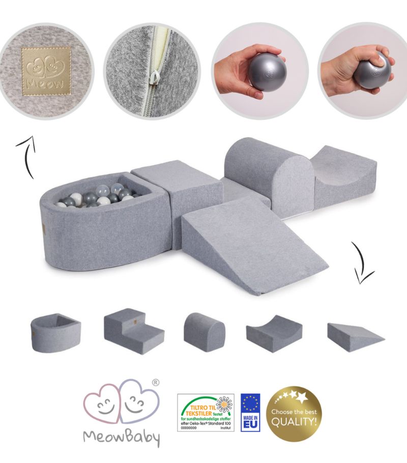 MeowBaby® Foam Playset with Ball Pit Light Pink 100 balls Pink